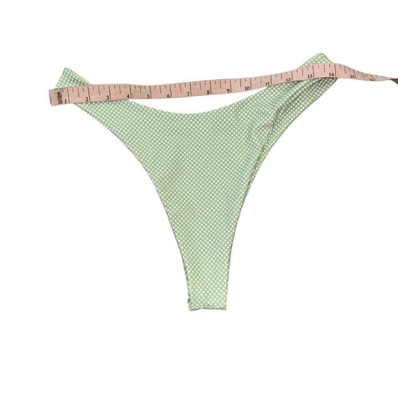 Green White Polka Dot Micro Bikini Women’s S Swim Beach Vacation Cheeky Thong - Picture 9 of 13